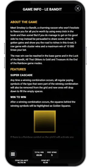 Game information screen